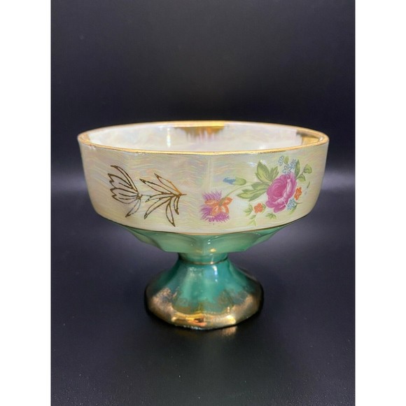 Pedestal Tea Cup Foreist Fine Porcelain Ware Versailles Style Lusterware (#3) - Picture 3 of 6